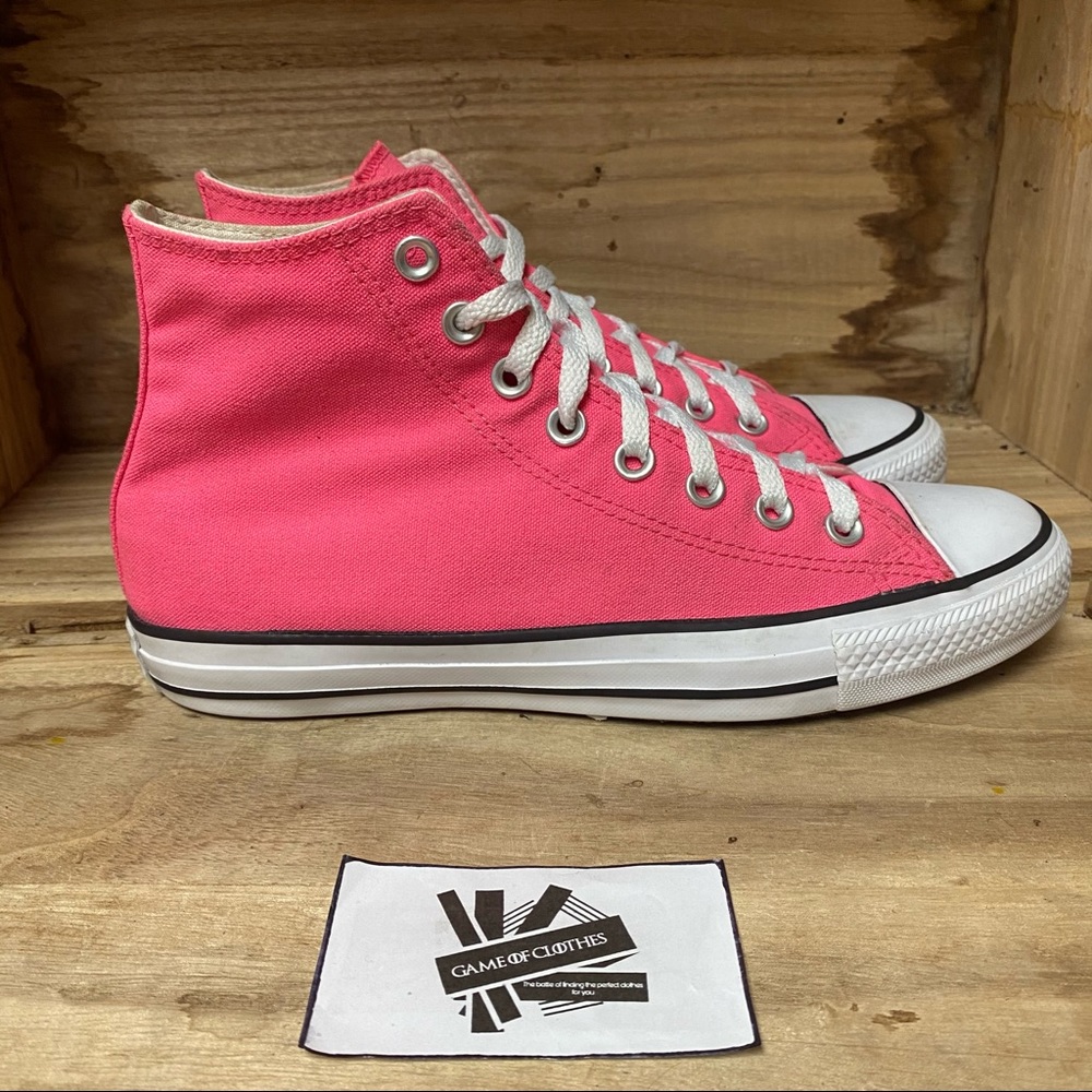 Converse high tops pink white sneakers shoes